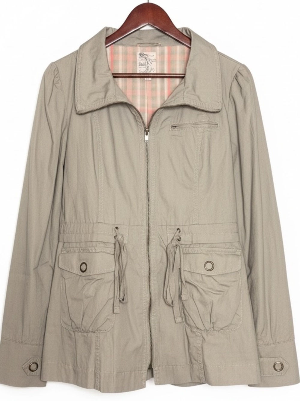 Anthropologie Field Utility Jacket Barn Coat Puff Sleeves Peplum Tulle XL Cotton